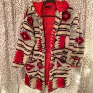 Dynamite faux fur coat with hood.